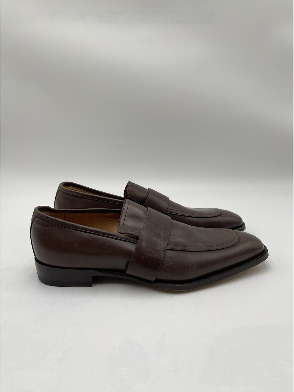 Men’s Gucci Broadwick Brown Leather Slip On Loafers Size 5.5 UK